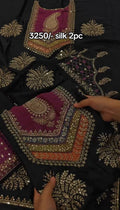 Beautiful embroidered silk two piece article sk3926 fatima collection