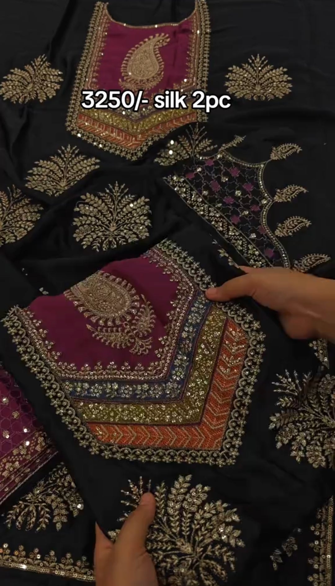 Beautiful embroidered silk two piece article sk3926 fatima collection
