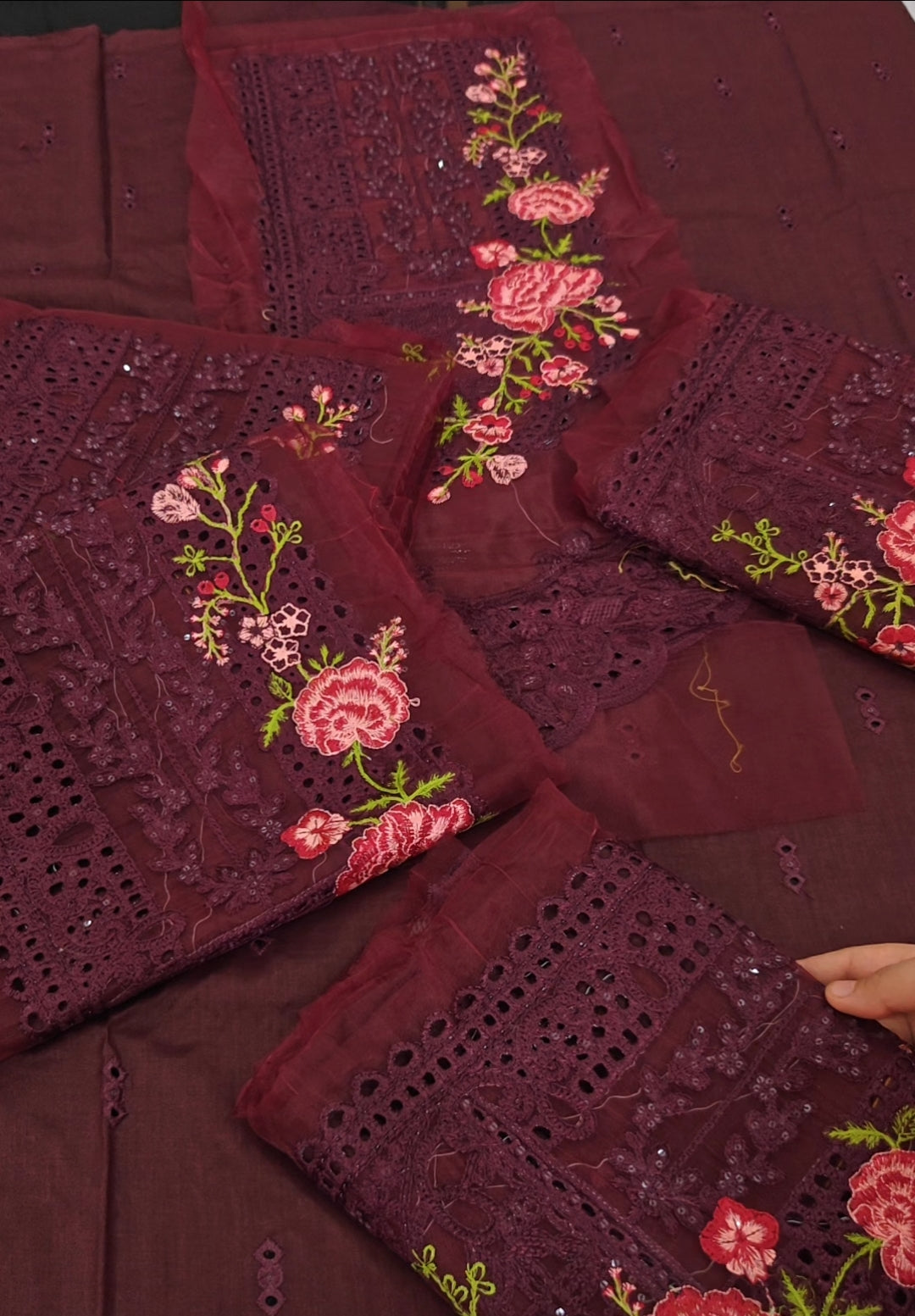 Embroidered with patches two piece article fi103