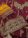 Farasha beautiful printed with patches three piece article yu654