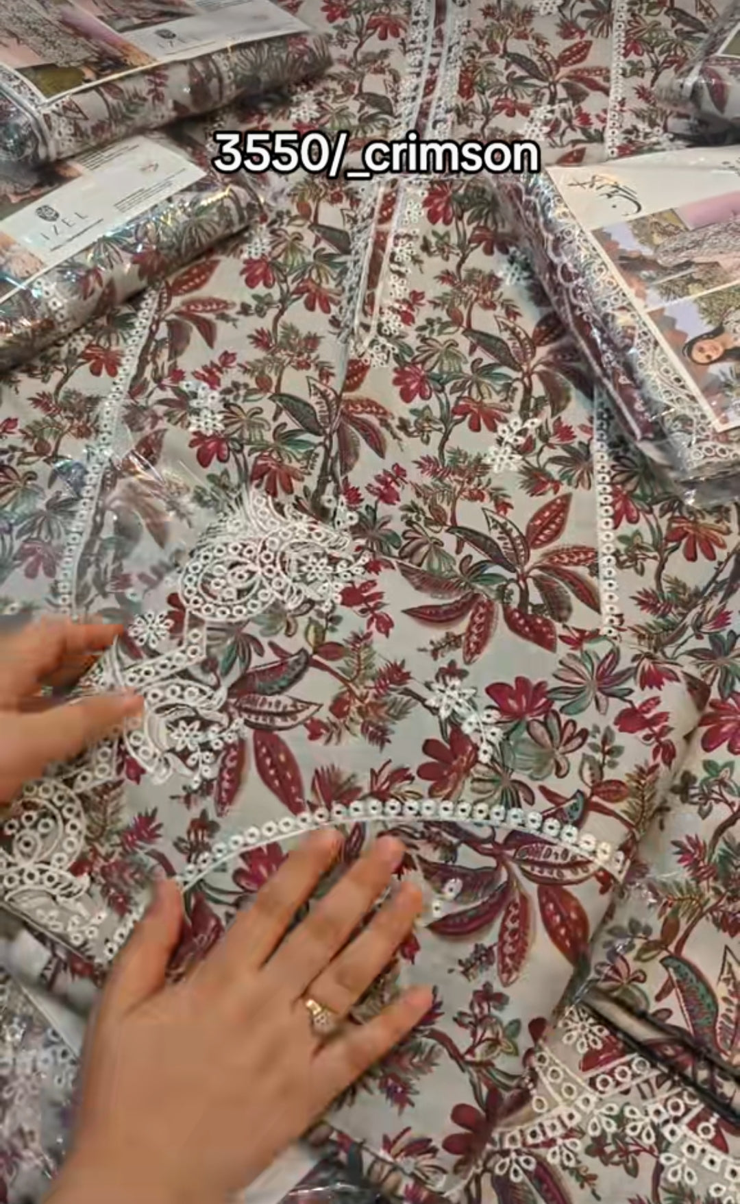 CRIMSON 3 PIECE EMBROIDERED CHICKEN KARI ARTICLE AOP13