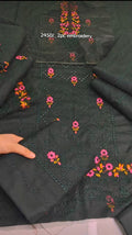 BOTTLE GREEN EMBROIDERED ARTICLE J7390