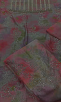 Printed with embroidered three piece article dk379 fatima collection