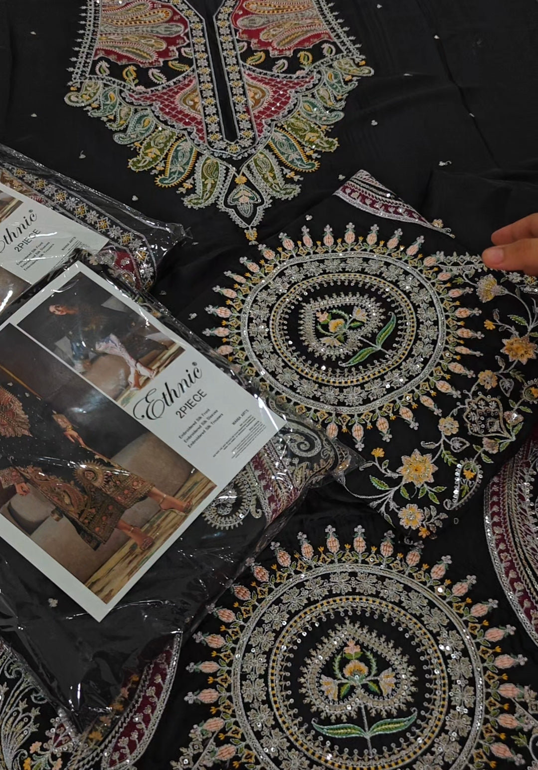 Black 🖤 silk embroidered two piece article wo167