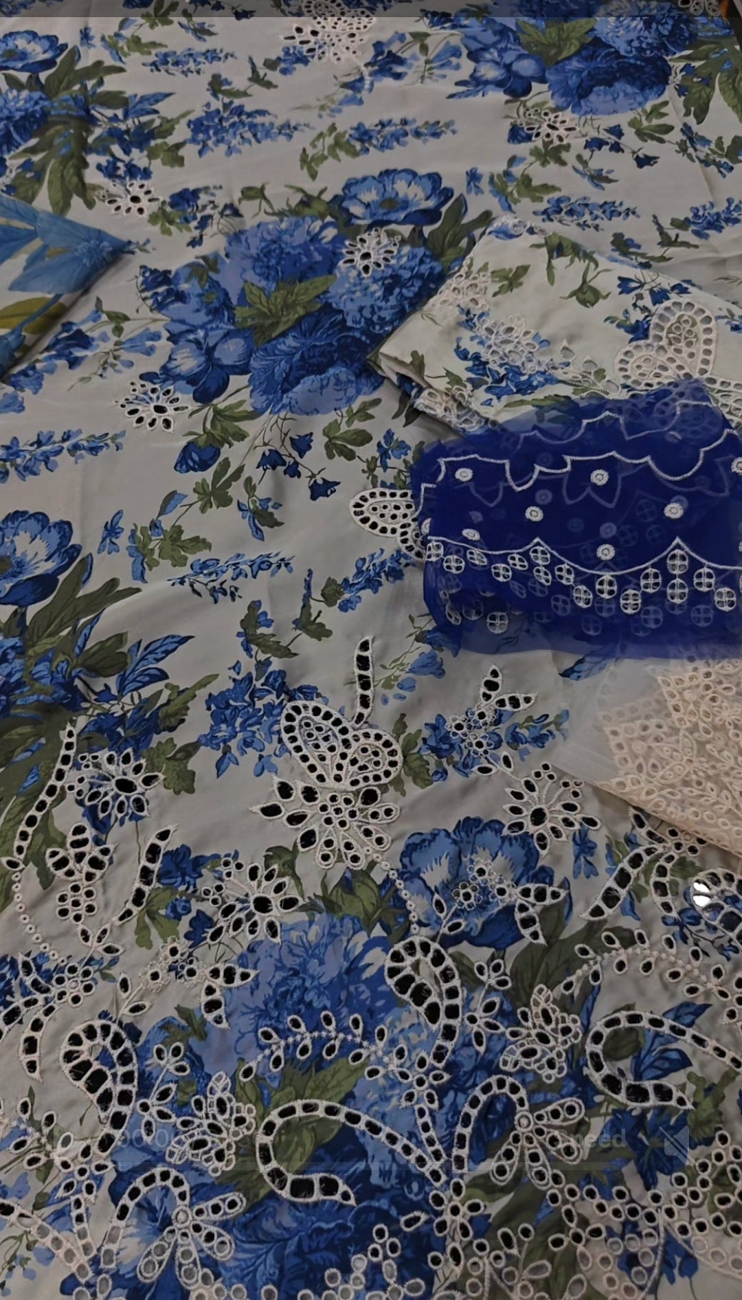 Printed with embroidered and patches three piece article dh482 fatima collection