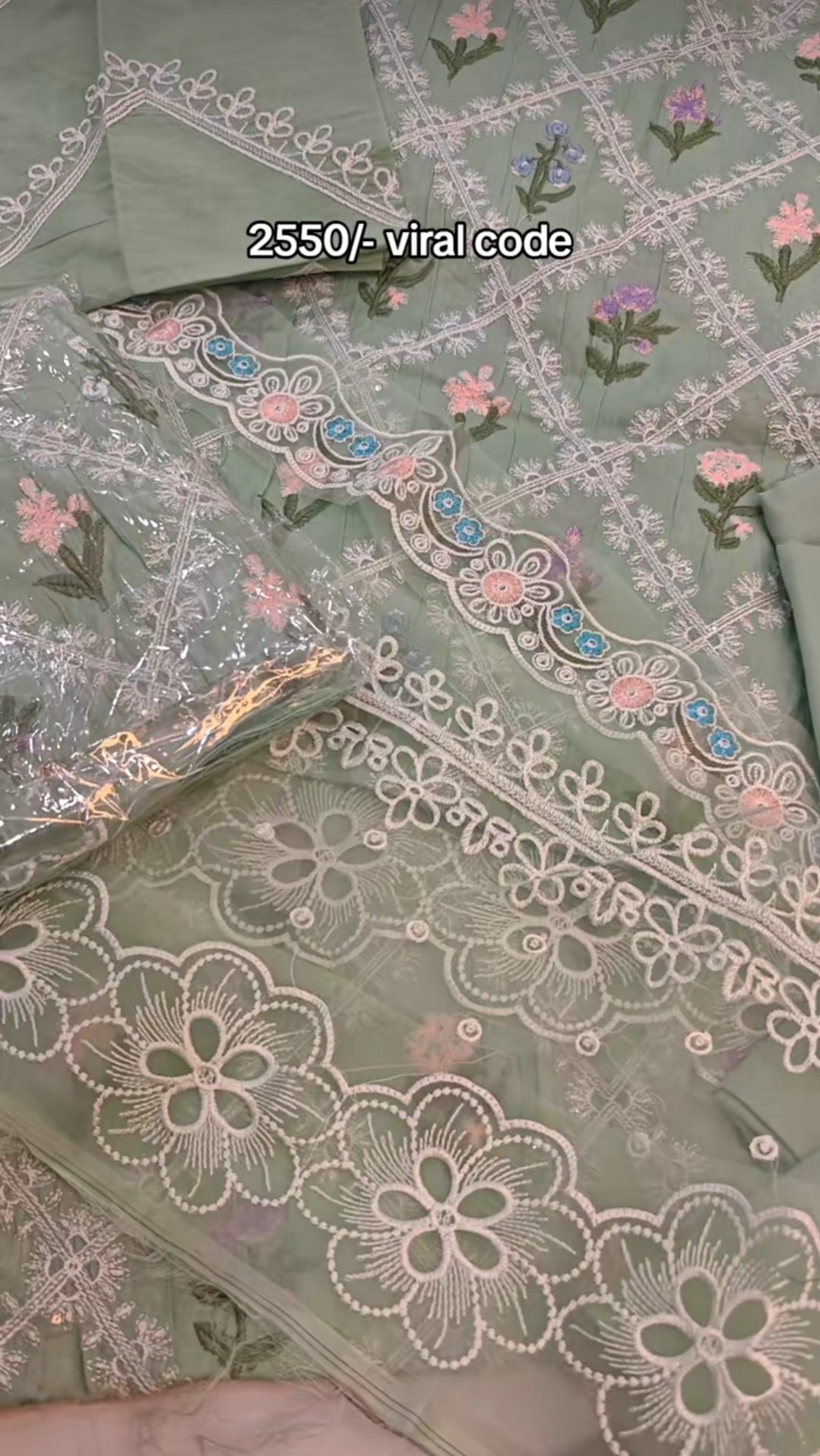 Heavy luxury two piece  embroidered article aqua34