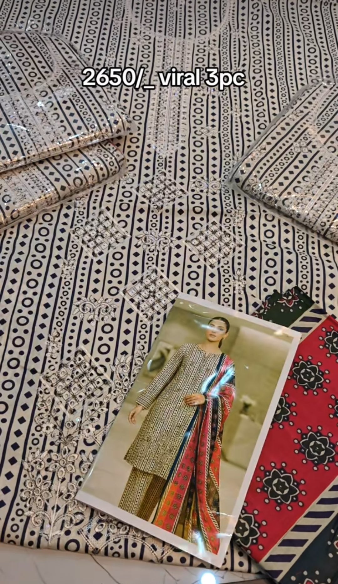 Beautiful embroidered three piece article wb769