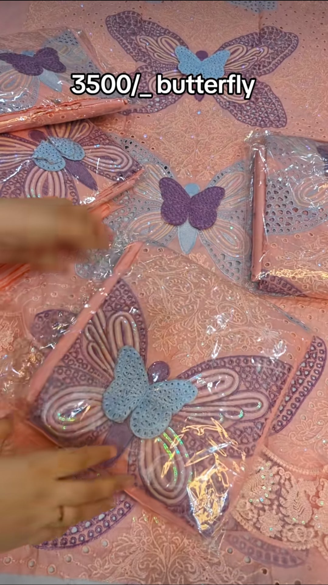 PEACHY PINK EMBROIDERED  BUTTERFLY TWO PIECE ARTICLE nmh55