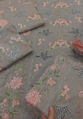 Lawn embroidered with patches three piece article gy852